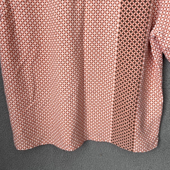 Nat Nast Shirt Men Medium Orange Geometric American Fit Silk Short Sleeve Preppy - Picture 9 of 11